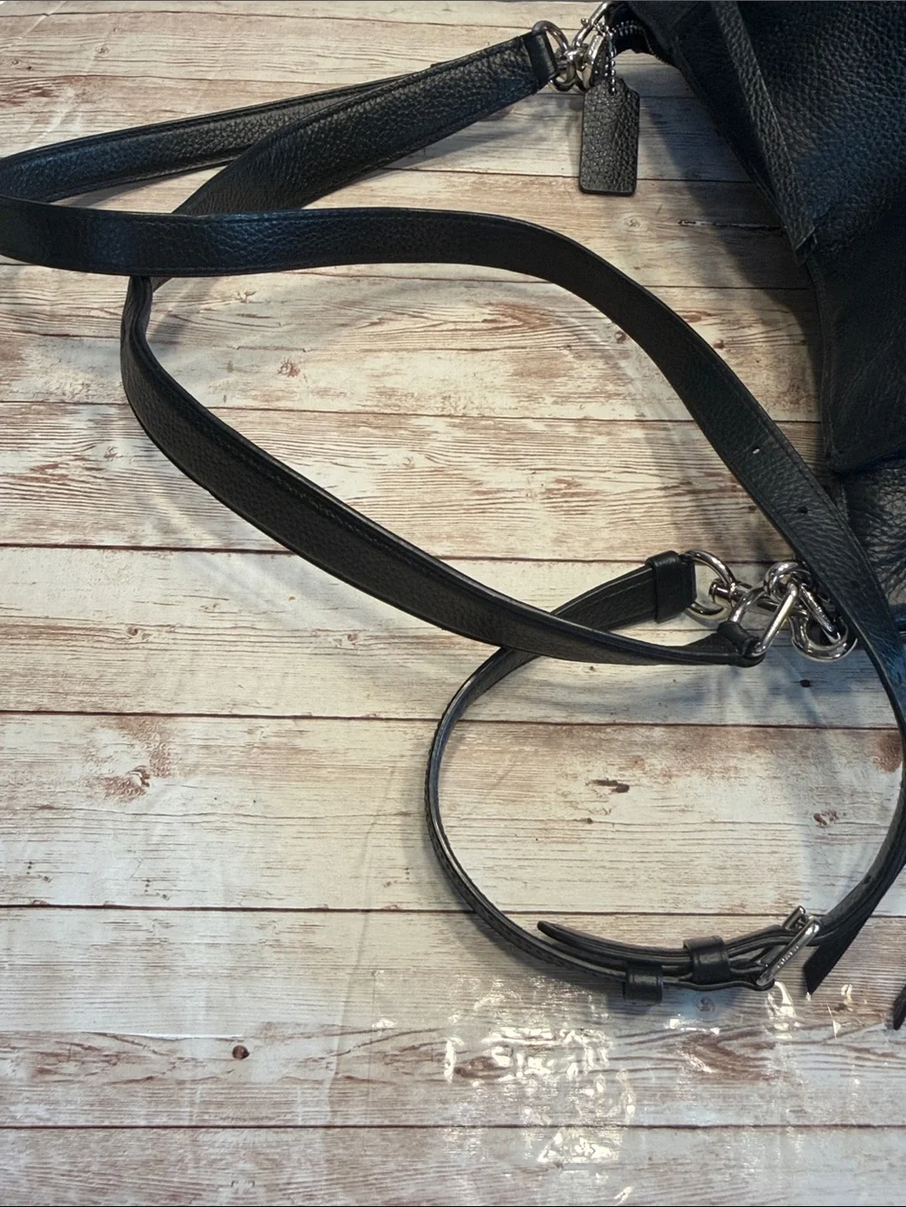 Coach Black Pebbled Leather Hobo Shoulder Bag with Silver Hardware